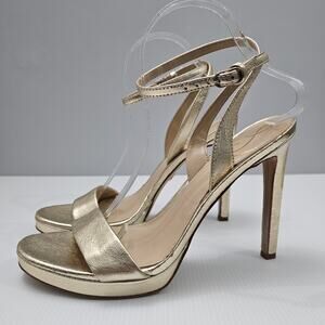 Sam Edelman Jade Gold Metallic Stiletto Sandal Womens 9.5 Ankle Strap Evening